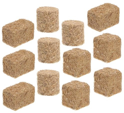 12Pcs Mini Bale Decoration Straw Bale Ornament Miniature Haystack for Small Nativity Stable Dollhouse Accessories