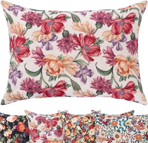 Selfitex Buntes Couchkissen XXL 60x80 cm, Sofakissen mit Füllung und Bezug, kuschelweiches Lesekissen, dekoratives Fernsehkissen, Deko- und Kopfkissen, Rückenkissen (Blooming Days)