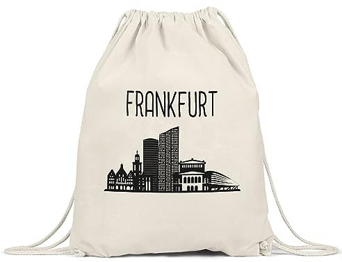 Hey!Print FRANKFURT Skyline Turnbeutel Gymsack Souvenir Andenken Deutsche Großstädte Motiv Stadt Silhouette Geschenkidee Umzug