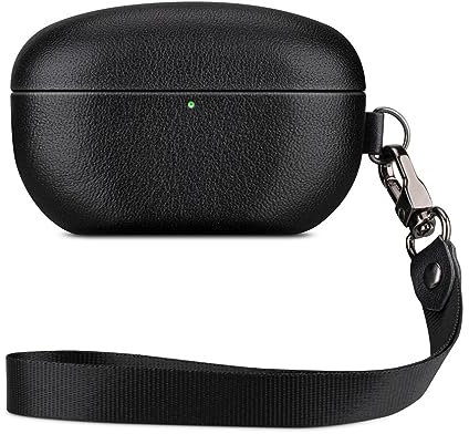 LOPIE Leather Case Compatible with WF-1000XM5, Handcrafted Fully-Wrapped Nappa Leather Case for Sony Earbuds WF1000XM5 Cover (2023), Protective Hard Cover with Keychain for Women/Men- Black