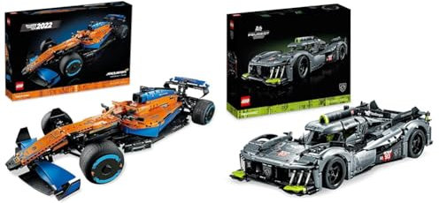 LEGO 42156 Technic Peugeot 9X8 24H Le Mans Hybrid Hypercar & 42141 Technic McLaren Formel 1 Rennwagen, Rennauto, Geschenkidee