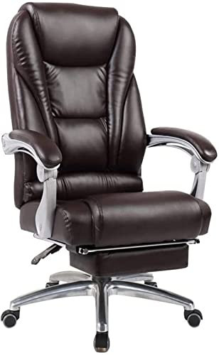 DameCo Bürostuhl Chefstuhl Computerstuhl Tisch und Stuhl mit hoher Rückenlehne und Fußhocker Liegender Arbeitsstuhl Ergonomischer Spielstuhl Stuhl (Farbe: Braun) Interesting