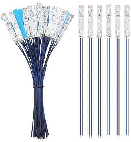 YIXISI 25 Stücke 50mm VorDrahtete LED Streifen, 2335 SMD LED, 12-18V LED Streifen, Modellbau Led Beleuchtung, Blau