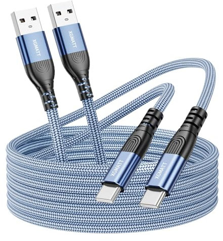 USB C Kabel,[1M+2M 2Stück] USB Typ C Ladekabel Schnellladung Kompatibel mit Samsung Galaxy S22 S21 S20 S10 S9 Plus Note 10 9 8, Google Pixel, LG, Huawei P10 P9,Sony Xperia XZ, blau