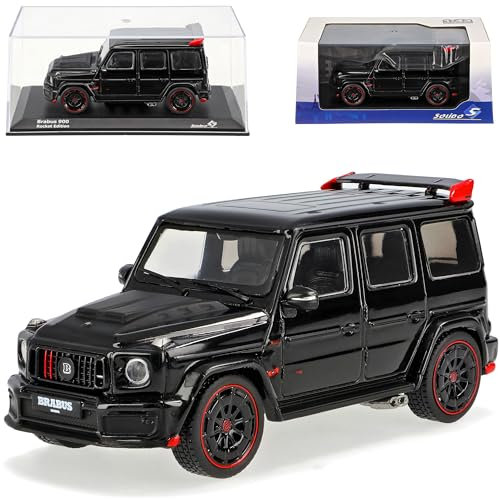 Defekte Vitrine Mercedes-B G-Klasse G63 W463 Schwarz Bra-Bus Rocket 900 Neue Generation Ab 2018 1/43 Solido Modell Auto mit individiuellem Wunschkennzeichen