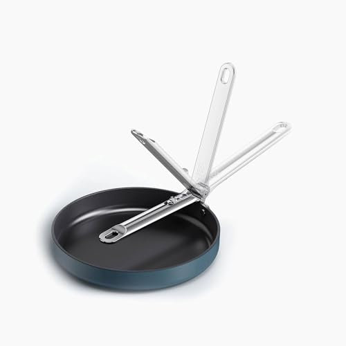 Joseph Joseph Space Casserole antiadhésive de 23 cm (5,4 qt) avec poignée et couvercle rabattables, compatible avec l'induction