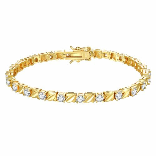 DJADEE Damen Armband Gold vergoldet Zirkonia 999er Gold 24 Karat Wasserfest Damenarmband (18)