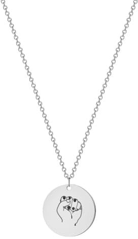 Hmsanase Necklace Pendant Chain Men Women Jewellery Gesture Necklace Sign Language Necklace I Love You Necklace Sisters Friend Language S