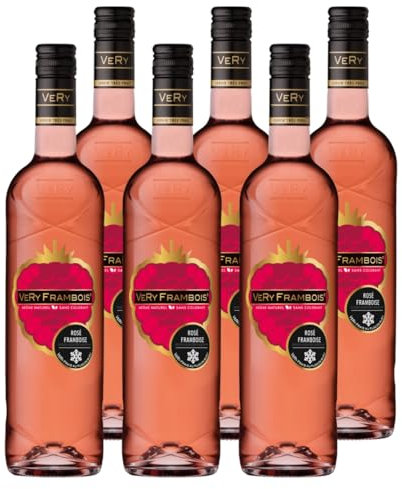 Very Frambois' - Vin rosé à la Framboise - Boisson aromatisée à Base de vin - Lot de 6 bouteilles x 75 cl