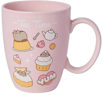 Enesco Pusheen the Cat Tea Time Graphics Kaffeetasse, 340 ml, Rosa