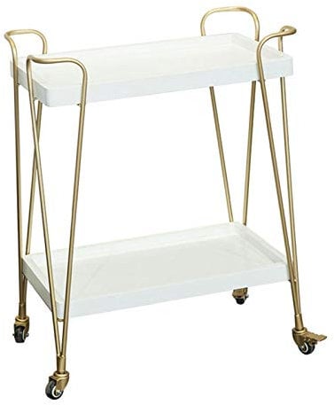 LaYiQimn Wagen Barwagen, tragbarer Barwagen mit Rollen, leichtgängigen Rädern und 2 robusten Mehrzweck-Ablagen, Servierwagen für die Hausbar (1 60 x 35 x 75 cm)
