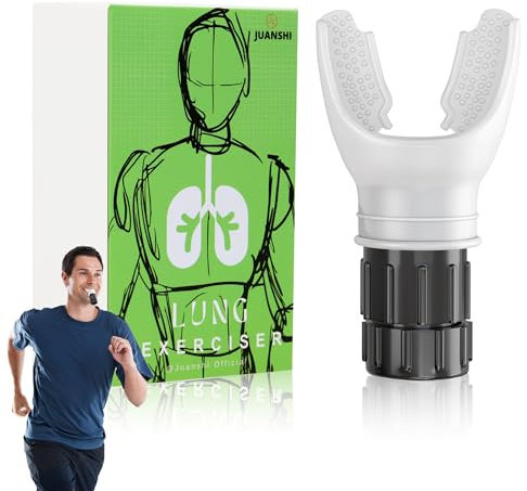 JUANSHI® Tragbarer Lungentrainer, Oxyfit-Widerstandstrainer für Mund- und Muskeltraining für unterschiedliche Fitnessbedürfnisse, Verbesserung der Lungenkapazität, leicht zu reinigen (Weiß)