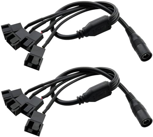 Gebildet - Cable adaptador de alimentación de CC de 2 piezas con conector a ventilador de PC de 4 pines y 3 y 4 pines, DC5521 a cable de 3/4 pines