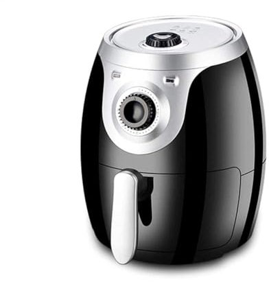 Friggitrice elettrica piccola ad aria con controllo della temperatura, timer, spegnimento automatico, vassoio antiaderente, mini friggitrice compatta da 1000 W (4,5 litri, acciaio inossidabile/nero)