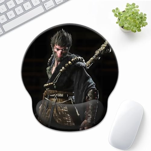 Black Myth for Wukong Multifunktionales wasserdichtes Gaming-Tastatur-Mauspad, rutschfest und bequem, Gel-Schaumstoffauflage, Handgelenkstütze, PC, Laptop, kompatibel mit Laser und optischer Maus (nur