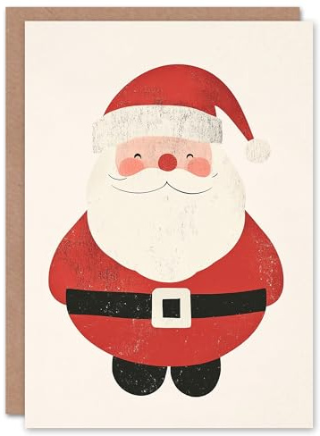 Wee Blue Coo Jolly Santa Claus Happy Smile Cartoon Fun Xmas Art Blank For All Christmas Card