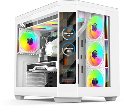 ionz Gaming PC - Desktop Computer, Ryzen 5 5600X, NVIDIA RTX 4060,16GB RAM 1TB SSD, 240mm AIO Liquid Cooling, Windows 11, 500W 80+ PSU, WiFi, (APEX VISION, White)