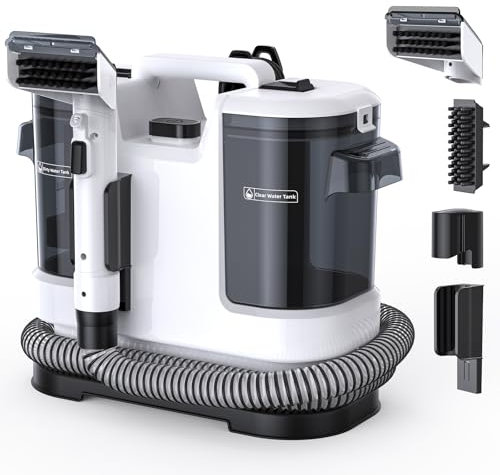 welsauber Shampouineuse Canapé Tissu, 450W Moteur Puissant Nettoyeur Aspirateur Multifonction Idéal pour Canapés, Tapis, Moquettes, Matelas, Voiture - Nettoyage Puissant et Séchage Efficace (Blanc)