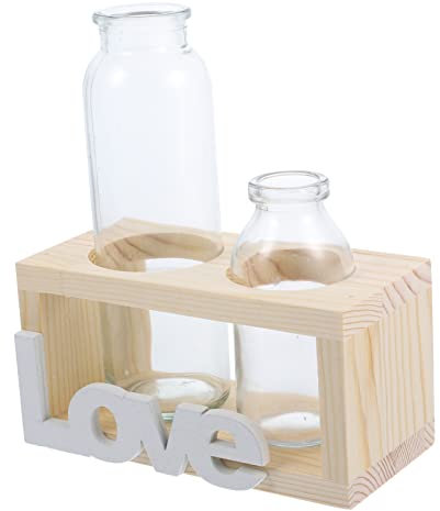 BESPORTBLE 1 Jeu Terrarium pour Plantes avec Support en Bois Vase en Verre sur Pied en Bois Jardin Intérieur Hydroponique Vases en Verre pour Centres De Table Porte-Plantes Aériennes Un