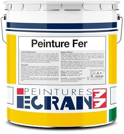 Peinture fer professionnelle, satin, peinture opacifiante, sans odeur, antirouille, protège, décore intérieur, extérieur ECRAN77 5 litres