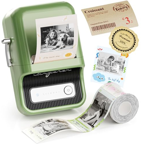NIIMBOT B21 Pro Upgraded Label Maker, 300 DPI, lustige App, wasserdichtes Etikett, tragbarer Etikettendrucker, Bluetooth-Aufkleberdrucker für Organisation, Preis, Logo, Scrapbooking, Grün