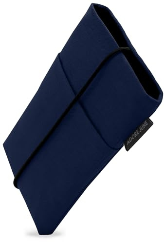Adore June Handytasche Serie Bene, Größe L (6,7-7,0 Zoll), Marine Blau | Kompatibel mit iPhone 17 Pro Max, iPhone 16 Pro Max, 16 Plus, Galaxy S26 Ultra, Pixel 10 Pro XL, Gummi-Verschluss
