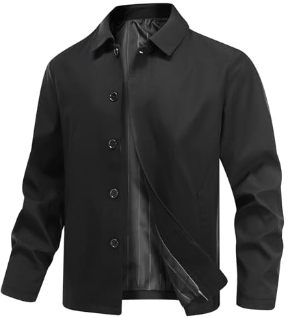 Allthemen Blouson Homme Mi-saison Vest Boutonné Jacket Léger Coupe-Vent | Col Revers,Voyage d'Affaires,Bomber Couleur Uni,Moto Casual,Respirant Confortable,Thin,Version Standard,2 Poches Intérieures