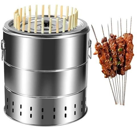 Barbecue portable sans fumée au charbon de bois, avec cadre en acier inoxydable, pour barbecue à kebab, pour l'extérieur et l'intérieur, pour le camping, sans fumée