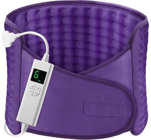 Heizkissen mit Abschaltautomatik 126x30cm,6 Heizstufen,4h Timer Violett | Elektrisches Wärmekissen mit Digitalfernbedienung,Schneller Aufheizvorgang,Maschinenwaschbar für Rücken,Lende,Bauch,Schulter