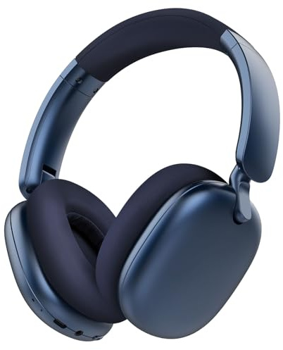 RORSOU C6 Cuffie con Cancellazione Attiva del Rumore, Cuffie Wireless Over Ear Bluetooth, Cuffie Leggere Piegevoli con Cupole Profonde per Bassi Comfort e Microfono Blu