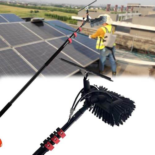 PxkVrin Reinigungsbürste für Photovoltaikmodule, Solarmodulbürste, leicht, ausziehbar auf 12 m, für Solarmodule, Fenster, Dächer und Autos. 24FT/7.2M