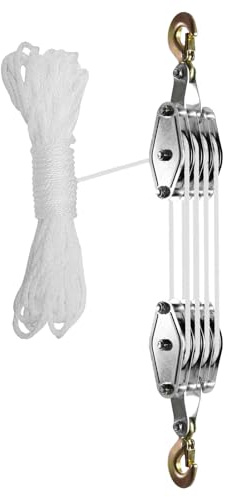 Umlenkrolle mit 4 Rädern, verstellbarer Pflanzenaufhänger, robuster Hebemechanismus mit 20 m Nylonschnur, leistungsstarkes Verhältnis von 8:1 | Sop