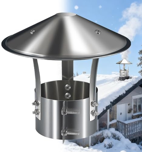 Sombrero de Chimenea de Acero Inoxidable 201 Caperuza Salida Humos Sombrerete de chimenea Antiviento Estufa Pellet Leña Tapa Terminal Tubo Chimenea Barbacoa Antilluvia Conducto(180mm)