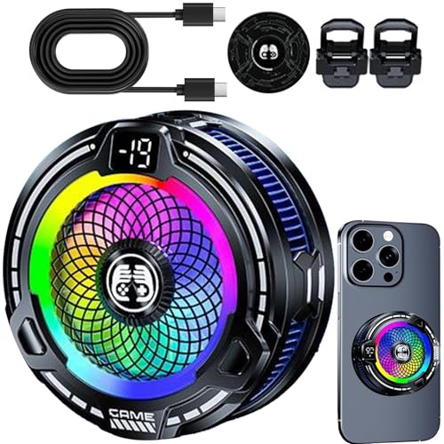 30W Magnetic Cooling Fan for Mobile Phone - Cooler for Phone | Portable Cooling Speed Adjustment for Smartphone Tablet Outdoor Live Streaming Hot Summer