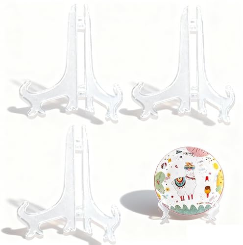 Alinw 3 Pcs Plate Stand for Display, Plastic Book Plate Stands Holder for Display for Picture Frames, Cookbooks, Decorative Plates, Tablet
