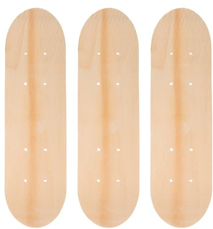 HOODANCOS Kinder Skateboarddeck 3 Stück, 7-lagig, Doppelseitig, Holz | Leeres Skateboarddeck zum Bemalen, Selbstgemacht Freundlich, Glatte Beige Oberfläche für Kinder