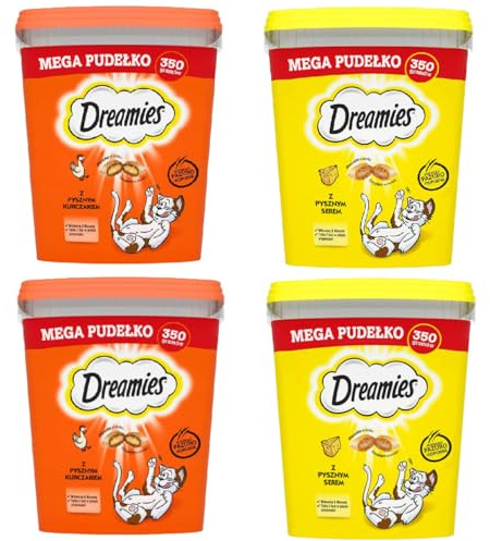 Dreamies Mega Box Snack Katze Mix Aromen Huhn und Käse 4x350g