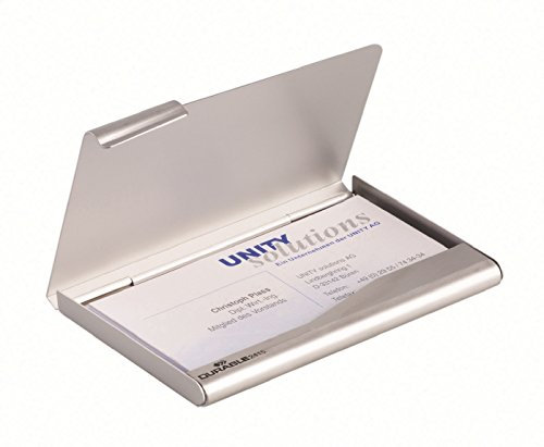Durable 241523 Portabiglietti da Visita Tascabile in Alluminio, 20 Biglietti da Visita (90x55 mm), Argento Metallizzato