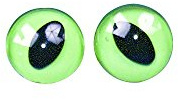 Rayher Hobby Rayher Katzenaugen, Plastik, zum Aufnähen, grün/schwarz, 14 mm ø, Btl. 4 Stück, Tieraugen, 8904600