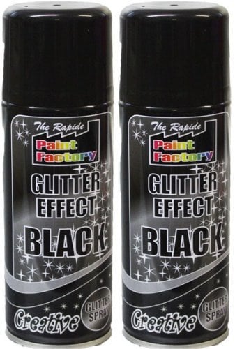 suas_International 2 x 200 ml The Rapide Paint Factory Glitter Effect Black Creative Glitter Spray