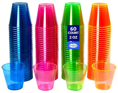 Party Dimensions Neon 60 vasos de plástico, 2 onzas