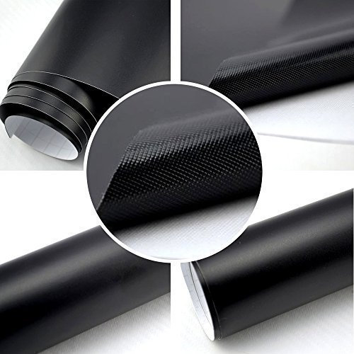 TipTopCarbon 8,55€/m² Autofolie Matt Schwarz 152cm breit Blasenfrei Autofolie selbsklebend mit Luftkanäle 3D Flex Folie Auto