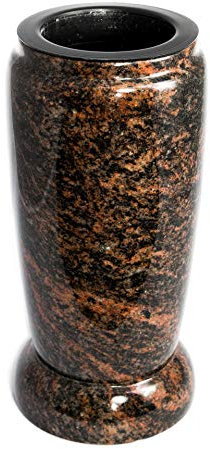 Afterglow Élégant vase funéraire en granit véritable, Aurora India, hauteur : 20 cm, diamètre : 10 cm, résistant aux intempéries et au gel, avec insert en plastique