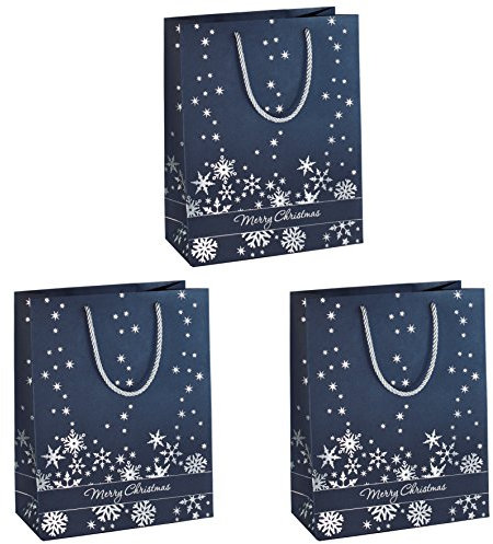 Sigel GT110 Bag Silver Snowflakes, large, 26 x 33 x 12.5 cm, 3 Pieces