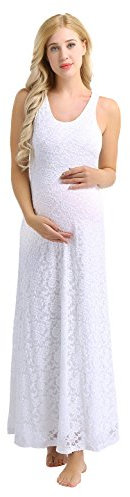 IEFIEL Robe Grossesse et maternité Femme Enceinte Robe de Cocktail Soirée avec Ceinture Ruban Mère Femme Robe de Grossesse Mariage Photographie S-3XL Blanc 2 2XL