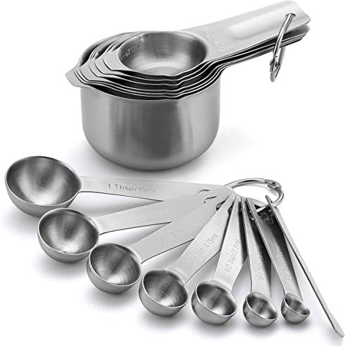 Spring Chef Stainless Steel Measuring Cups and Spoons Set of 15 with Leveler - Kitchen Metric Metal Measuring Spoons and Cups Set for Dry & Liquid Ingredients - Perfect for Cooking & Baking