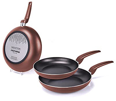 Moneta Stratomax Black Set da 3 Padelle, 20 - 24 - 28 cm, Alluminio, Rame
