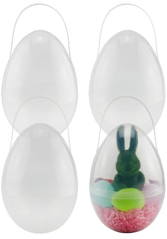 Jumbo-Ostereier aus Plastik, mit Griffen, 25,4 cm, transparent, 4 Stück