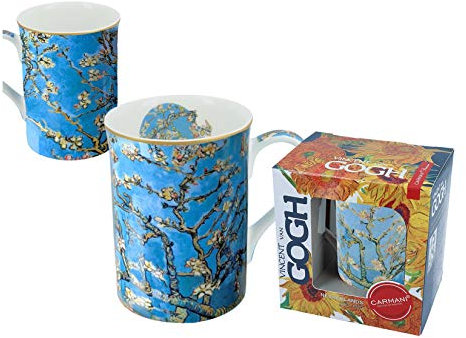 CARMANI - Klassische Tasse, verziert mit Vincent Van Gogh 'Mandelblüten' 350ml