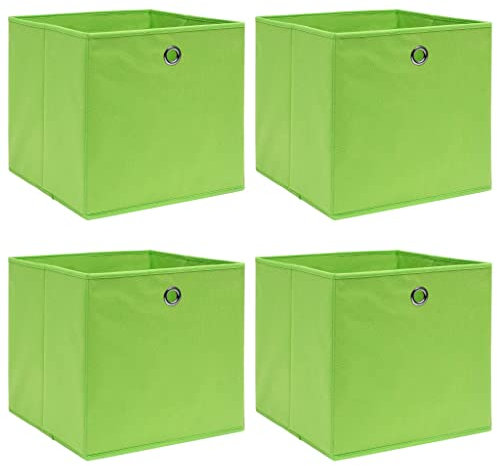 vidaXL 4X Aufbewahrungsbox Zusammenklappbar Spielkiste Regalkorb Faltkiste Korb Kinderbox Box Kiste Regalbox Staubox Grün 32×32×32cm Stoff